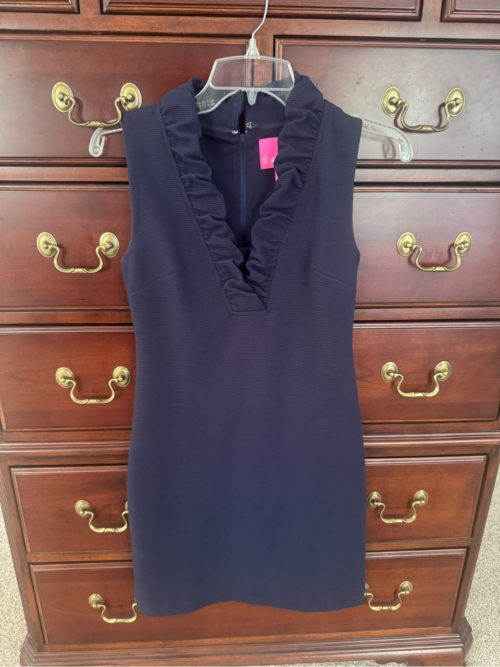Lilly Pulitzer Navy Ruffle V-Neck Mini Dress